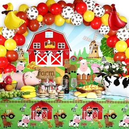 Autre événement Fête Fournitures Ferme Grange Animaux La Granja Décoration Toile de Fond Ferme Décor Ballon Arche Guirlande Kit pour Anniversaire Baby Shower 230404