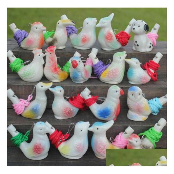 Autres fournitures de fête d'événement Favoriser Creative Water Bird Whistle Clay Birds Céramique Glazed Song Chirps Bathtime Enfants Jouets Cadeau Christm Dh4Rg