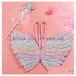 Autres fournitures de fête d'événement faveur enfants ailes paillettes étoiles baguettes magiques déguisement cosplay fée dégradé couleur papillon aile gland se dhlxg