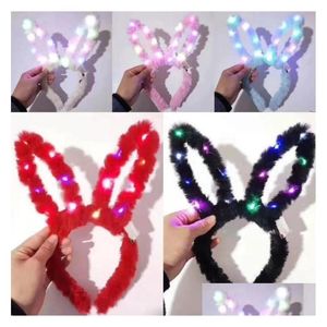 Andere evenementen Feestartikelen Gunsten Led Knipperend Pluche Konijnenoren Hoofdband Fancy Dress Bunny Light Up Haarband Hoofddeksels Gloeiende Hoo Dhun0