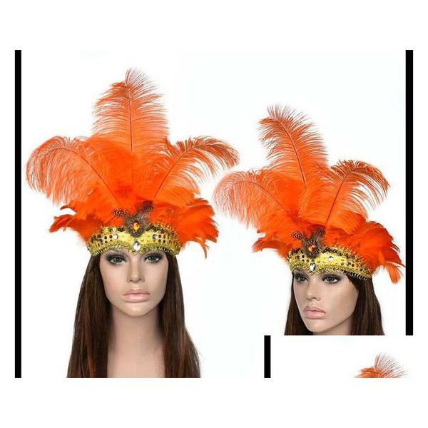 Autres fournitures de fête d'événement Bandeau de danse à plumes - Plumes d'autruche Strass Cerceau de forage d'eau pour le ventre Halloween Noël Dr Dh8Wu