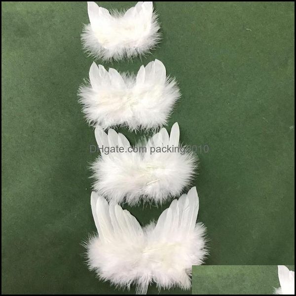 Otro evento Suministros para fiestas Hogar festivo Jardín Navidad Diy Decoración Alas de ángel Color blanco Mini ala de plumas Bebé Po Props Creative 2