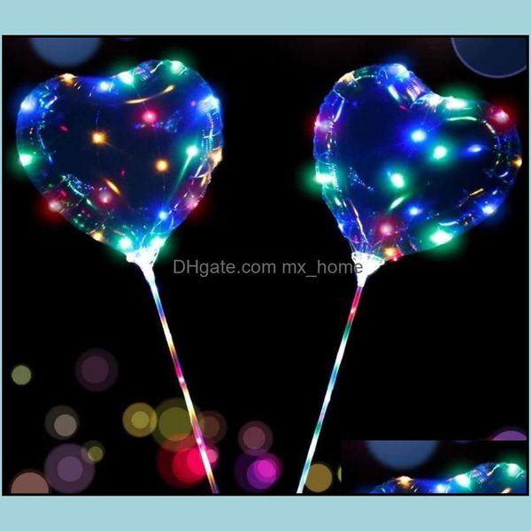 Autres fournitures de fête d'événement Festive Home Garden Love Heart Star Shape Led Light Bobo Balloo Dhzqi