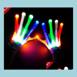 Otros suministros para fiestas y eventos Guantes de iluminación con dedos intermitentes Halloween Baile de Navidad Disfraces Led Colorf Rave Espectáculo de luces mágicas Dhndu