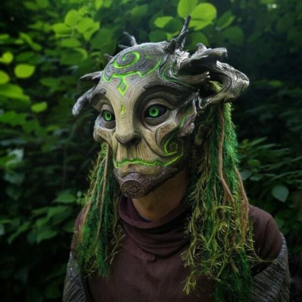 Otro evento Suministros para fiestas Forest Green Spirit Mask Árbol de Halloween Anciano Scary Horror Zombie Spooky Ghost Creepy Demon Masque 211i