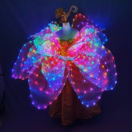 Overige Evenement Feestartikelen Full Color LED Petal Skirt Flower Opening Dance Big Swing Dress Moderne dansvoorstelling Jurk LED Robot Suit Blossom Lange jurk 230712