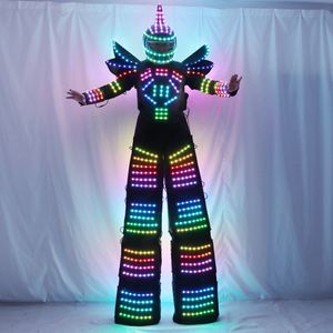 Otros suministros para fiestas de eventos Full Color Pixel LED Robot Disfraz Ropa Zancos Walker Disfraz LED Traje Disfraz Casco Láser Guantes CO2 Gun Jet Machine 230712