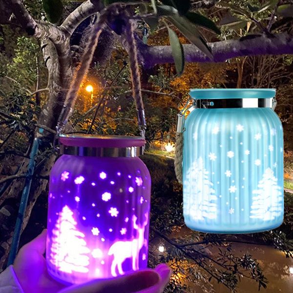 Otro evento Suministros para fiestas Decoración de jardín Linterna solar a prueba de agua Botella de vidrio Tarro LED Luces de Navidad Patrón de grieta único Bola colgante Luz 230901