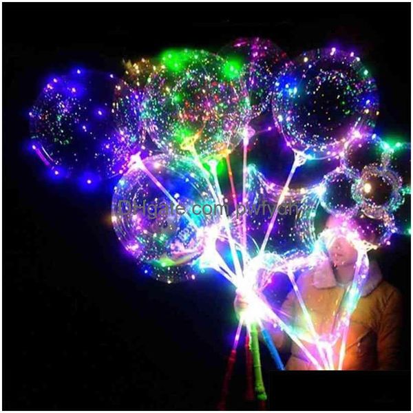 Autres fournitures de fête d'événement Lumières de jardin Bobo Ballons Décoration Shine Jouets Flash LED Lumière Ballon Transparent Jouet Light-Up Land Dhwcz