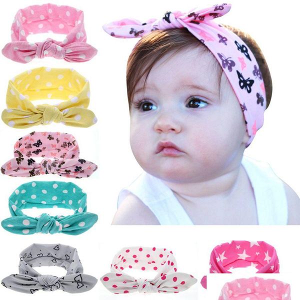 Autres fournitures de fête d'événement Fille Baby Wave Point Coton Turban Twist Corne Bandeau Head Wrap Twisted Noeud Doux Bande De Cheveux Bandeaux Dhwxk