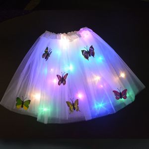 Andere evenementenfeestje Supplies Girl Butterfly Light Up Tutu Led Rok Glow Flower Krown Hoofdband Magic Angel Fairy Kerst kostuum Verjaardagsgeschenk 230131
