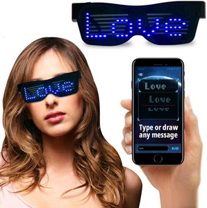 Otros suministros para fiestas de eventos Pantalla de gafas Personalizar mensajes intermitentes Animaciones Aplicación Gafas LED programables luminosas con diente azul 230906