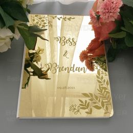 Autres fournitures de fête d'événement Livre d'or de mariage Noms personnalisés personnalisés Date Mirror Party White Blank Favor Signature Détails Rustic Lush Flowers G024 230926