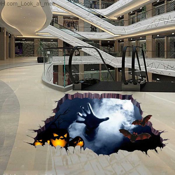 Outros suprimentos para festas de eventos Halloween 3D View Assustador One Hand Catch Spider Web Adesivo de parede Mural removível Halloween Home Party Background Decoração Q231010