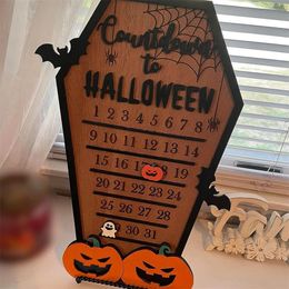 Andere evenementen Feestartikelen Halloween Adventskalender Houten Countdown naar Kerstmis Decor Horrorornamenten Spookontwerp Voor Binnen Thuis Feestdecoratie 231024