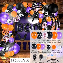 Andere evenementenfeestjes Salloween Ballonnen Garland Arch Kit Bat Spider Skeleton Foil Home Decor Black Orange Latex Air Globos 230818