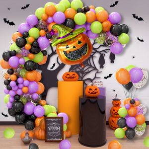 Andere evenementen Feestartikelen Halloween Ballonnen Garland Arch Kit Bat Spider Skelet Folie Home Decor Zwart Oranje Latex Air Globos 230919