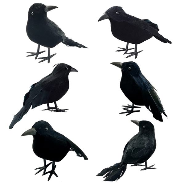 Autres fournitures de fête d'événement Halloween corbeau à plumes noir réaliste à la recherche de corbeau à plumes décoration d'halloween pour la maison intérieur extérieur corbeaux décoration 220829
