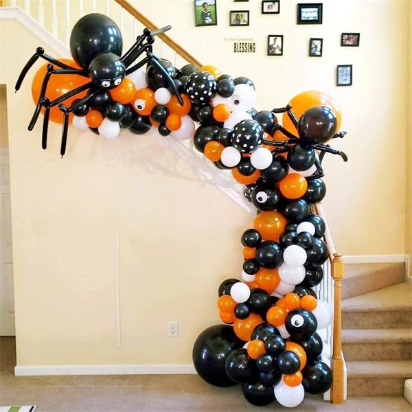 Otros suministros para la fiesta de eventos Halloween Black and Orange Spider Polka Polka Latex Balloon Set Package Ghost Festival Party Decoration 220829