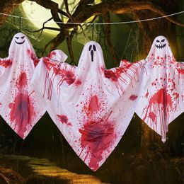 Andere evenementen Feestartikelen Halloween Bloody Ghost LED-lichtgevende hanger DIY versierd met angstaanjagende tandshow Huis rekwisieten 230905