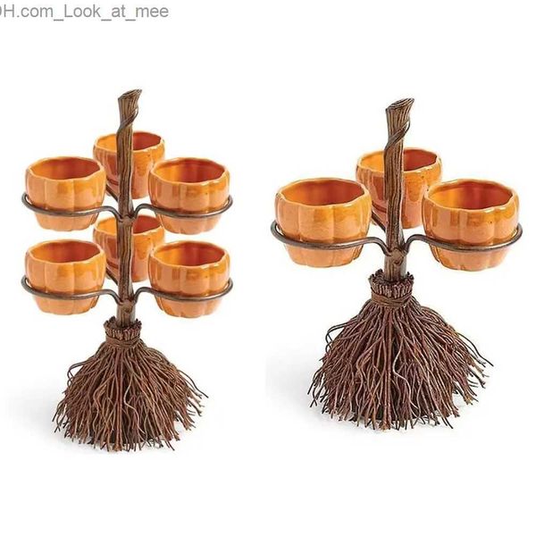 Autres fournitures de fête d'événement Halloween Broomstick Snack Bowl Stand Ornement Ative Creative Party Props Art pour servir des collations Salade Fruits Fournitures Cuisine Q231010