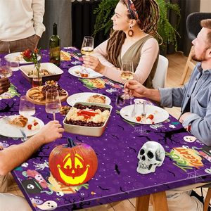 Otros suministros para fiestas de eventos Bruja de dibujos animados de Halloween Fantasma Púrpura Desechable Mantel Truco o trato Mantel impermeable Niños Feliz Halloween Suministros 220829
