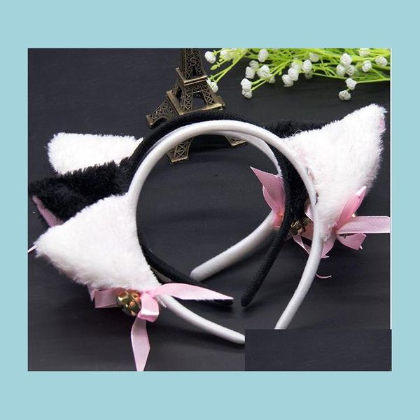 Otro evento Suministros para fiestas Halloween Cat Fox Fluffy Devil Ears Bells Diadema Disfraz Disfraz Neko Cosplay Banda para el cabello Navidad DHCQS