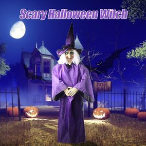 Autres fournitures de fête d'événement décor d'halloween animé sorcière violette décorations de maison suspendues yeux LED 230808