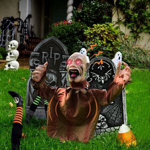 Andere evenementenfeestje Salloween Decor Swing Ghost Voice Control Outdoor Garden Haunted House Ground Plug-in Scary Props Scary Doll Horror 230817