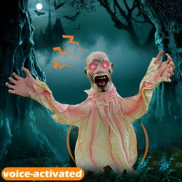 Andere evenementen Feestartikelen Halloween Decoratie Enge pop Grondplug-in Grote schommel Spook Spraakbesturing Decoratie Horror Prop Voor buiten Tuindecoratie 230912