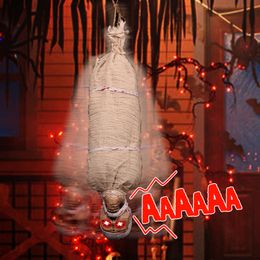 Otros suministros para fiestas de eventos Decoración de Halloween Fantasma colgante Momia Fantasma colgante con sonido brillante Accesorio de terror de Halloween para fiesta al aire libre Decoración de bar en casa 230809