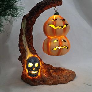 Otro evento Suministros para fiestas Decoración de Halloween Calabazas brillantes Linternas Adorno de árbol Colgante Murciélago Resina Artesanía Hogar Escritorio 230904