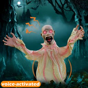 Andere evenementenfeestjes Salloween Decoratie Scary Doll Ground Plug-in Large Swing Ghost Voice Control Decoration Horror Prop voor Outdoor Garden Decor 230823