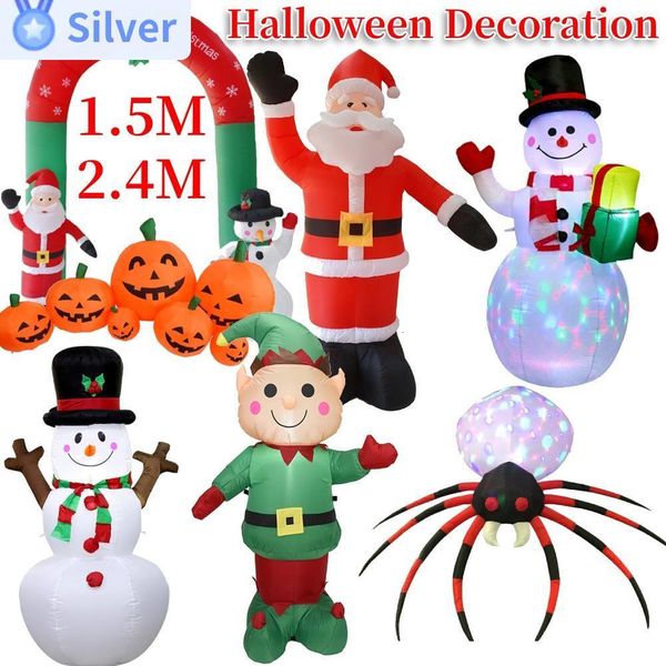 Autres fournitures de fête d'événement Décoration d'Halloween Bonhomme de neige gonflable Père Noël Modèle de citrouille DIY Décoration de Noël LED Poupées gonflables en plein air 230912