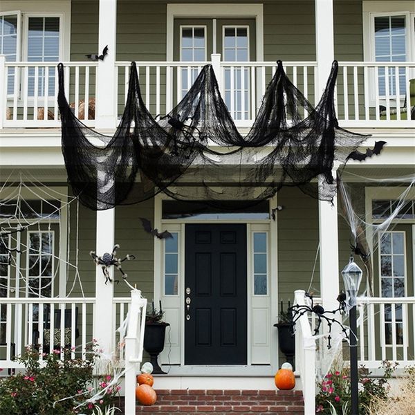 Autres fournitures de fête d'événement Décoration d'Halloween Creepy Black Gaze Cloth Night Club Party Decoration Props Door Decor 220829