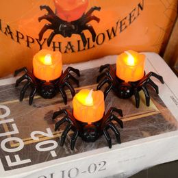 Autres fournitures de fête d'événement Décorations d'Halloween LED bougie en plastique lampe de citrouille d'araignée pour la maison bar maison hantée décor accessoires d'horreur 231030