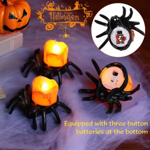 Autres fournitures de fête d'événement Décorations d'Halloween LED Bougie en plastique Araignée Citrouille Lampe pour Home Bar Maison hantée Décor Accessoires d'horreur 230809