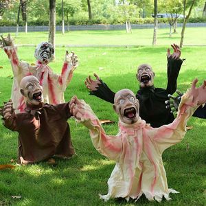 Autres fournitures de fête d'événement Décorations d'Halloween Poupée effrayante Décor d'horreur Swinging Scream Ghost Voice Ground Plug-In Outdoor Garden Yard Party Props 230809