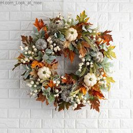 Andere evenementen Feestartikelen Halloween Herfst Maple Leaf Krans Halloween Herfst Deur Hangend Thanksgiving Blad Pompoenhanger Oogst Binnenplaats Garland Q231010