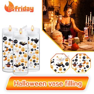 Autres fournitures de fête d'événement Halloween Flower Vase Filler Bougies flottantes Pot de fleurs Remplissage Perles avec décoration de citrouille de chat blanc noir 230919