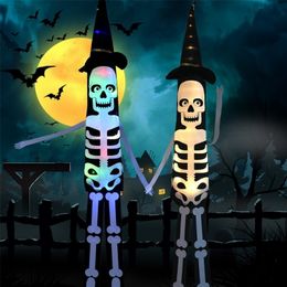 Otros suministros para fiestas de eventos Fantasma de Halloween Esqueleto Murciélago Calabaza LED Mangas de viento Decoración colgante para el hogar Interior Exterior Patio Bandera Calcetines de viento Suministros para fiestas 220901