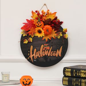 Andere evenementenfeestje Salloween Hang krans simulatie pompoen esdoorn blad muur slingers deur decor zwarte kat schedel vleermuis happy Halloween Day krans 230812