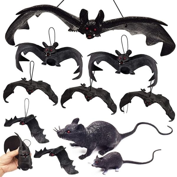 Autres fournitures de fête d'événement Halloween suspendus chauves-souris réalistes fausses chauves-souris en caoutchouc souris pour la fête d'Halloween décoration de maison hantée 220829