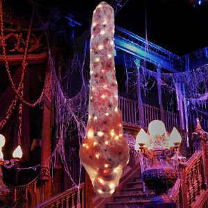 Autres fournitures de fête d'événement Décoration de cadavre suspendue d'horreur d'Halloween avec des lumières et des araignées 59 pouces