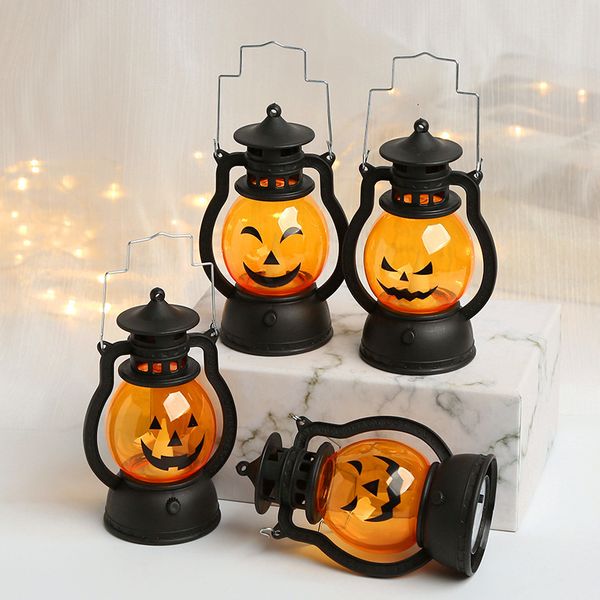 Autres fournitures de fête d'événement Halloween LED lanterne de citrouille suspendue lumière fantôme lampe bougie rétro petite huile décor à la maison accessoires d'horreur 230818
