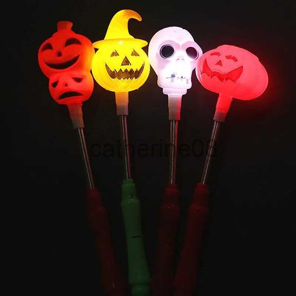 Autres fournitures de fête d'événement Halloween LED Glow Stick Citrouille Crâne Baguette Lumière Bâtons à main Clignotant Magique Lumineux Fête Robe Accessoires Décoration x1009