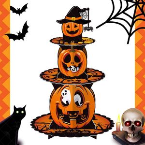 Andere evenementen Feestartikelen Halloween Pompoen Cupcakestandaard Ghost Bat 3-laags kartonnen houder Verjaardag Desserttorens 230825