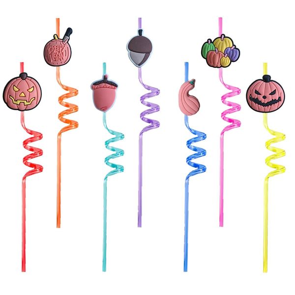 Autres événements Fourniture de fête Halloween Pumpkin Crazy Cartoon Sts Plastic St avec décoration pour les enfants buvant des enfants favorables bi otjwg