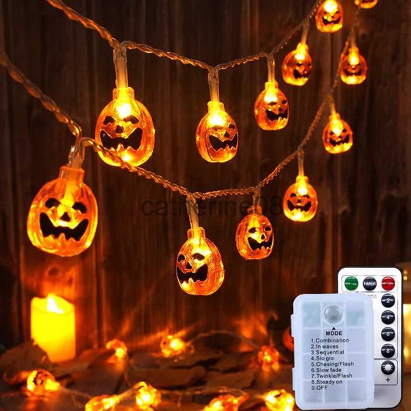 Otros suministros para fiestas de eventos Luces de cadena de calabaza de Halloween con pilas 3M 6M Luz de hadas de calabaza naranja con control remoto Decoración de fiesta de Acción de Gracias de Halloween x1009