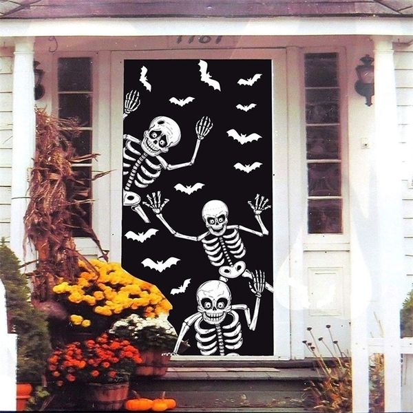 Andere evenementen Feestartikelen Halloween Skeletstickers Vleermuis Spook Pompoen Decoratie voor thuis Badkamer Toilet Spookgans Enge deur Muurraamsticker 220829